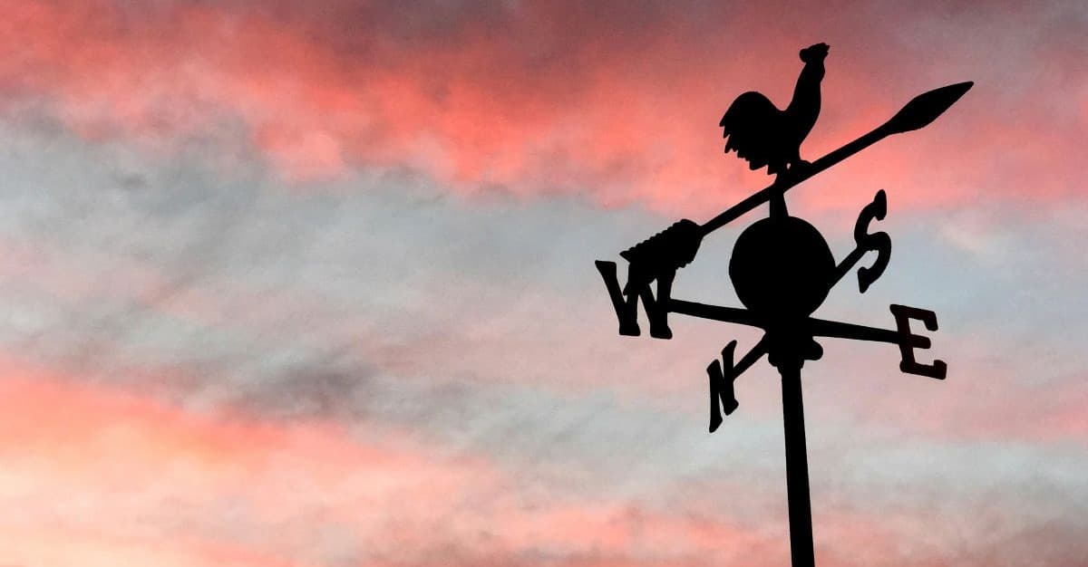 kompass mot rosa himmel